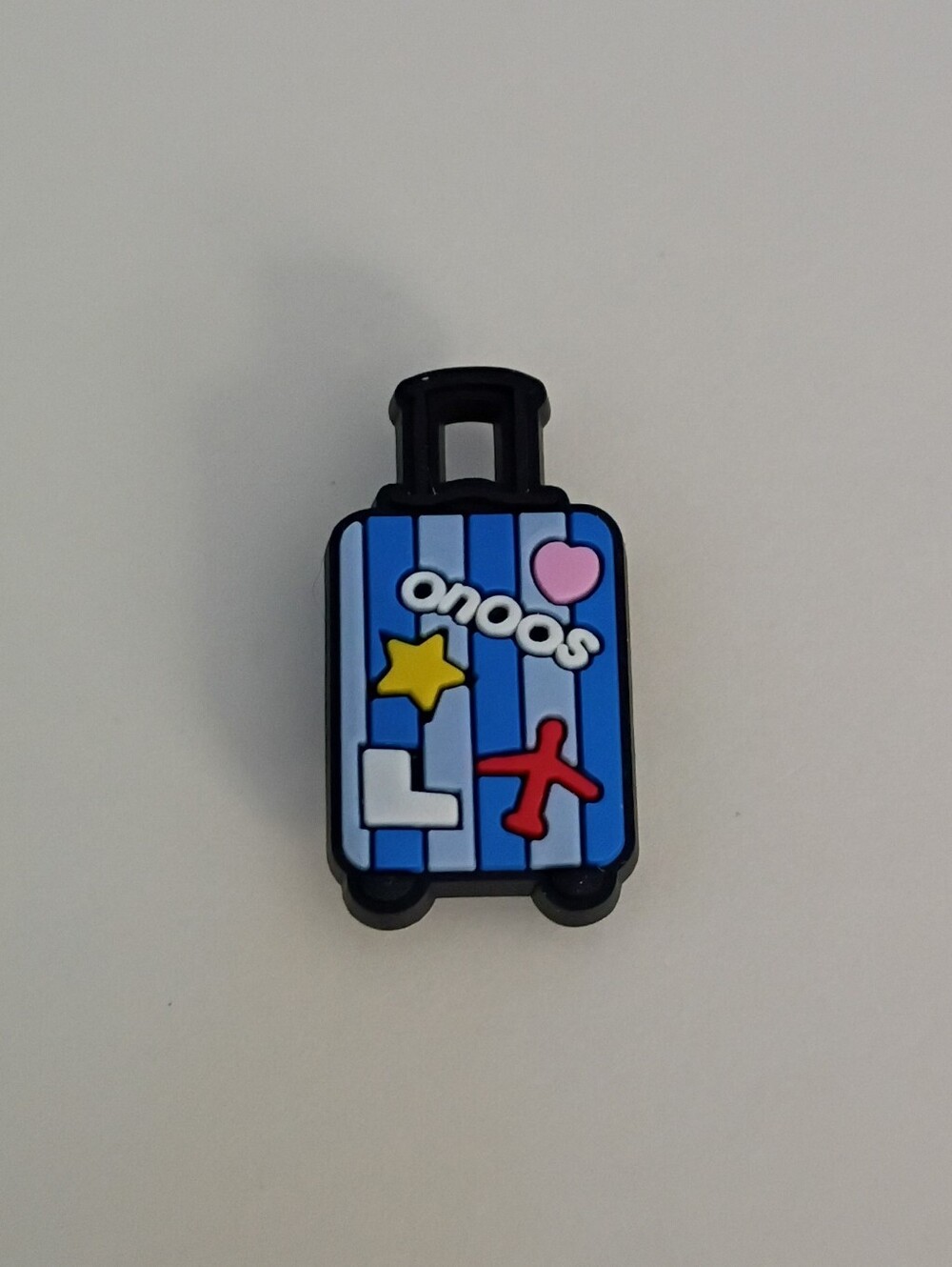 10 for $10 Jibbitz Croc Charm - Outdoor Blue Stripe Suitcase Travel Airplane Bag